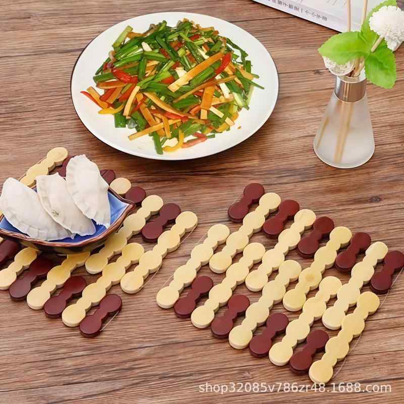 鍋敷き 碗敷き テーブルマット 竹製 コースター 断熱 耐熱 鍋つかみ 皿敷き 家庭用