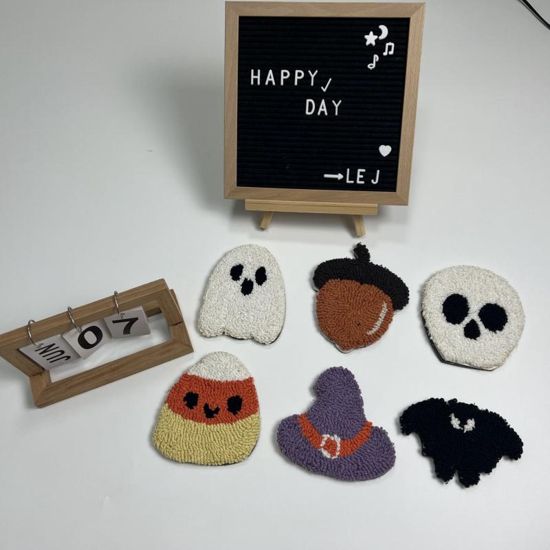 コースター 輪郭装飾 シェニール 絨毛タオル刺繍 カップ敷き 花柄 リビング ダイニング 家庭用