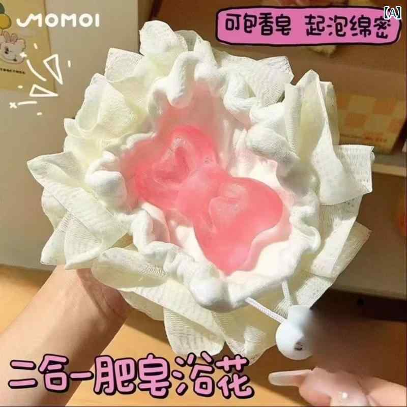 石鹸 沐浴剤 2025年 垢すり バスフラワースポンジ 男女兼用 石鹸 泡立てネット 洗浄専用