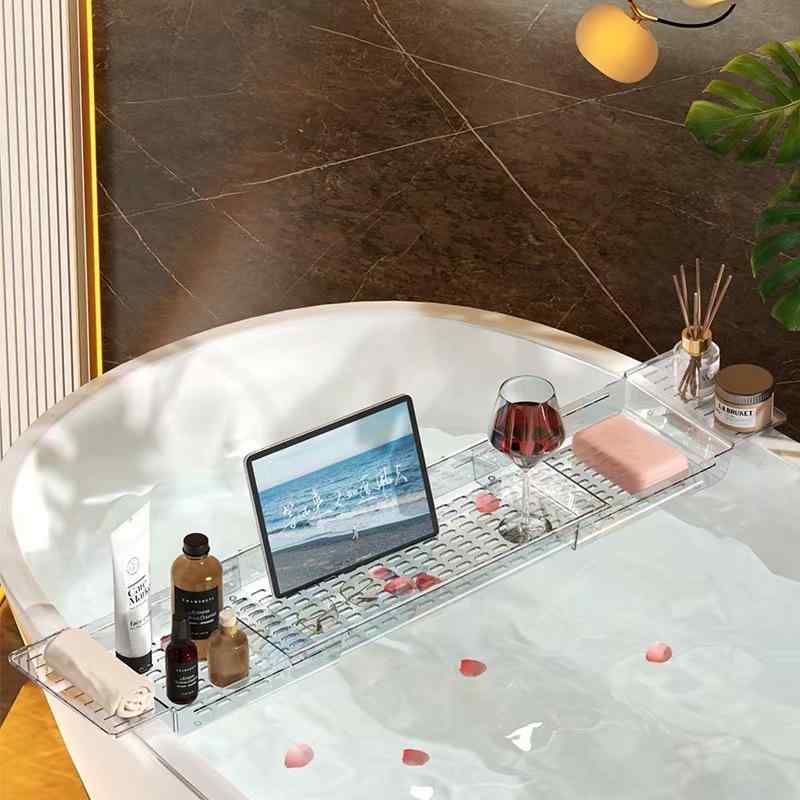 浴室 ラック 伸縮式 バスタブトレー 浴槽 排水 ラック 収納板 バス バスタブ ホルダー スマホ タブレット