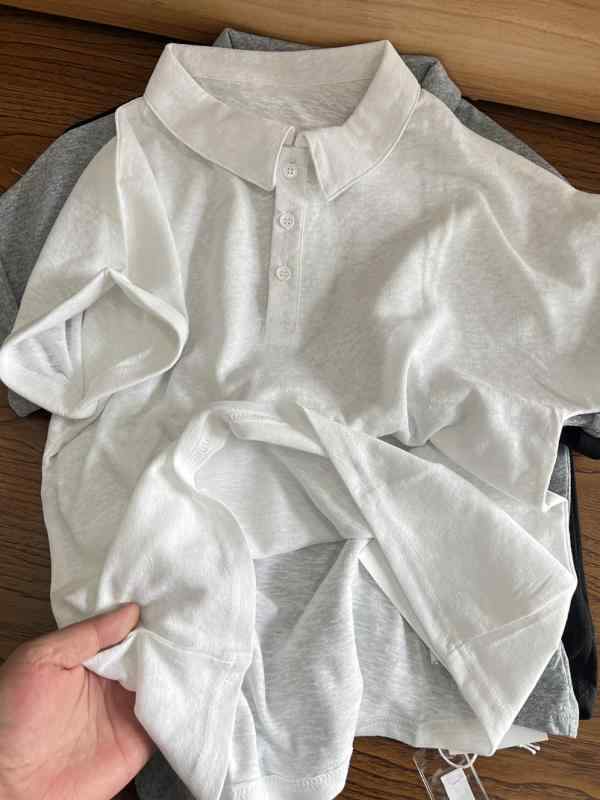 樂天商城 - ポロシャツ レディース 半袖 トップス 雪花綿 涼しい 快適 通気性 無地 Tシャツ カットソー 普段使い 部屋着 リラックス カジュアル