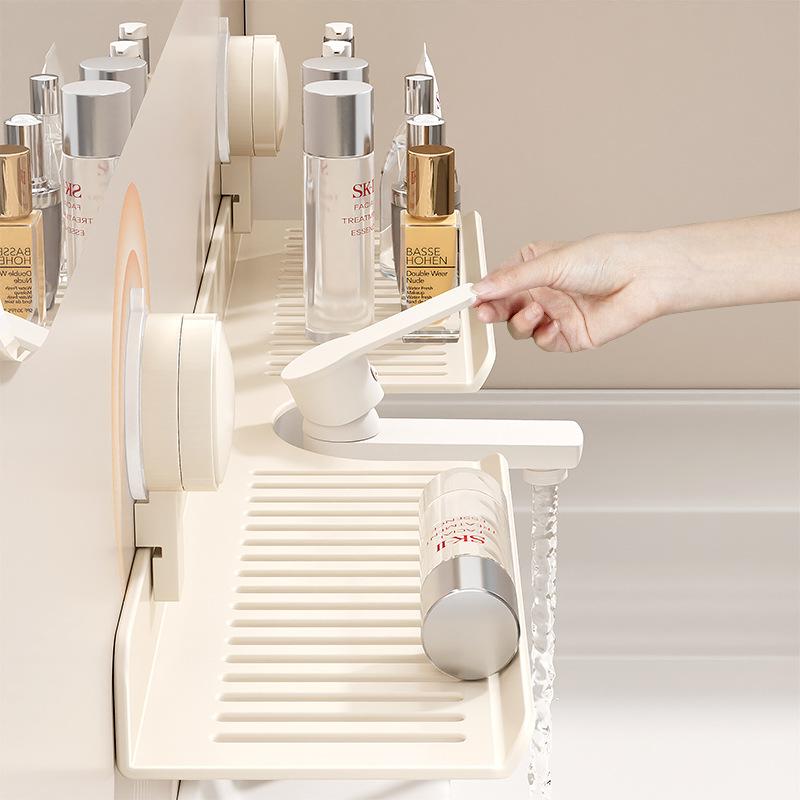 洗面所収納 壁掛け式蛇口ラック 水切り 浴室 鏡前 洗面台 整理棚 ラック
