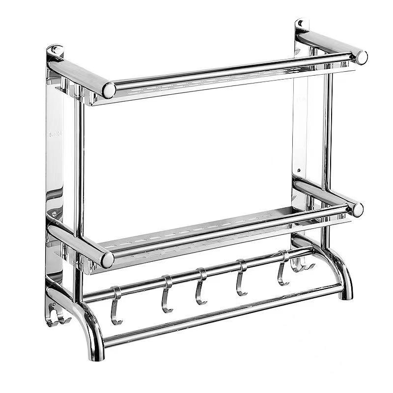 浴室収納 浴室ラック 壁掛け棚 ステンレス製 タオル掛け トイレ収納 洗面所収納