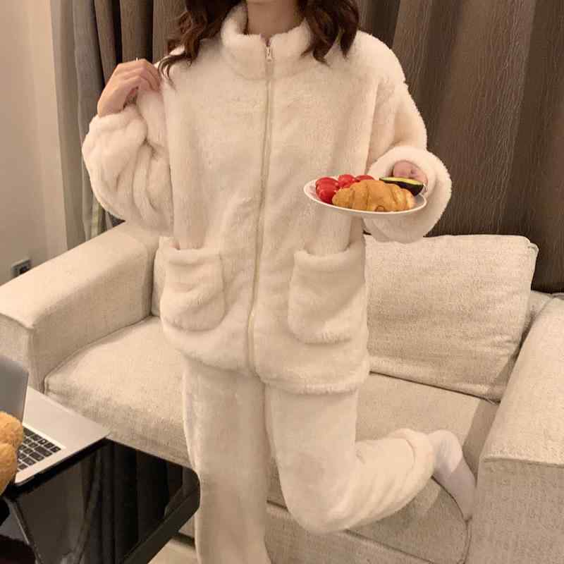 パジャマ レディース 秋冬 長袖 長毛 ルームウェア 上下セット あったか 厚手 防寒 部屋着 寝間着 リラックスウェア ハイネック ジップアップ かわいい