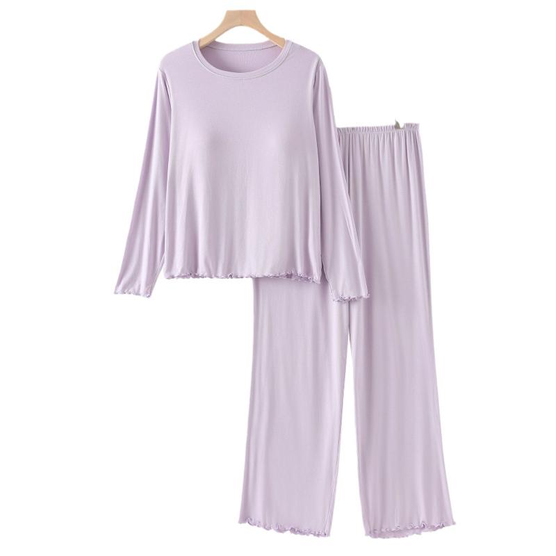 パジャマ レディース 長袖 再生繊維 セットアップ 木耳(メ)エッジ 接触冷感 ゆったり 部屋着 ルームウェア 普段使い かわいい リラックス 春夏 秋冬(4.0)