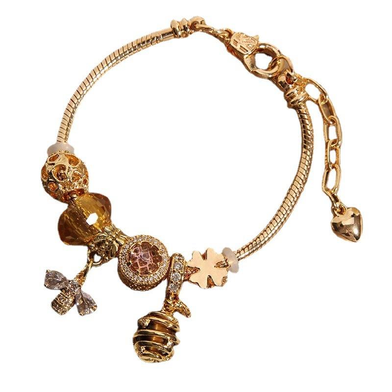 ブレスレット レディース 蜂 ハニカム ジルコニア ローズゴールドカラー 学生 ガールフレンド 友情 バングル ギフト