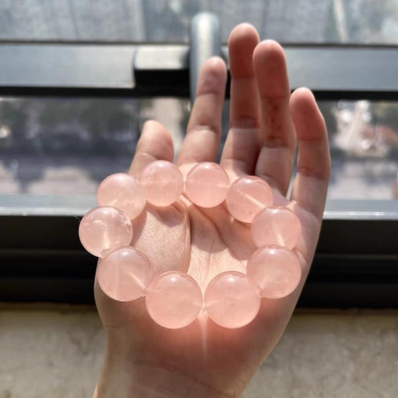 Pearl White - ブレスレット レディース マダガスカル産 ローズクォーツ DIY 手作り 芙蓉石 パワーストーン 恋愛運アップ