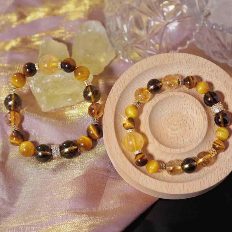 Pearl White - ブレスレット レディース 黄水晶 金虎眼石 ジュエリー パワーストーン ラッキーアイテム
