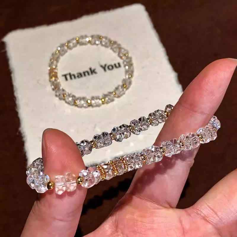 ブレスレット レディース 水晶 パワーストーン 安定 ストレス緩和 ビーズ 腕輪 重ね付け 豪華感 手飾り かわいい おしゃれ