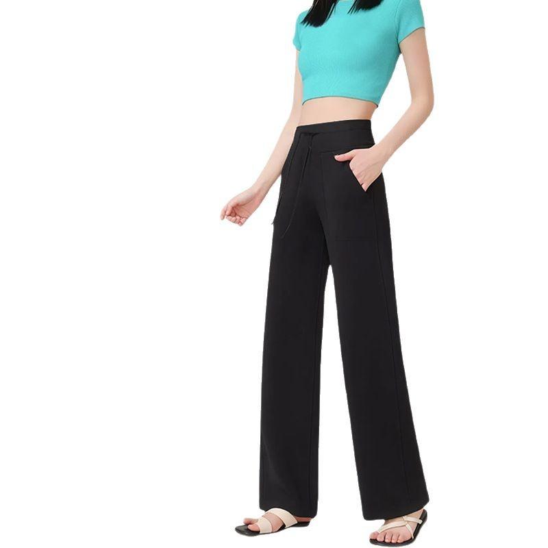 パンツ レディース ルルパンツ 美脚 リラックス ゆったり ハイウエスト 豪華感 ブラック ストレート