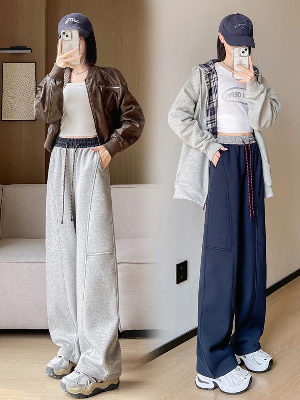 パンツ レディース 秋冬 高腰 ワイ�