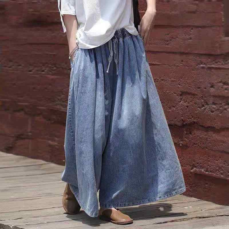 樂天商城 - ジーンズ レディース 大きいサイズ ゆったり デニム ワイドレッグ 7分丈 春夏 接触冷感 体型カバー 着痩せ かわいい カジュアル