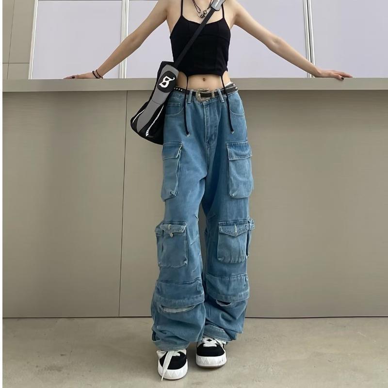 Rakuten - デニム レディース パンツ ジーパン ロングパンツ ゆったり ズボン ボトムス カジュアル おしゃれ かわいい アメカジ ストリート 作業着 春夏秋冬 オールシーズン