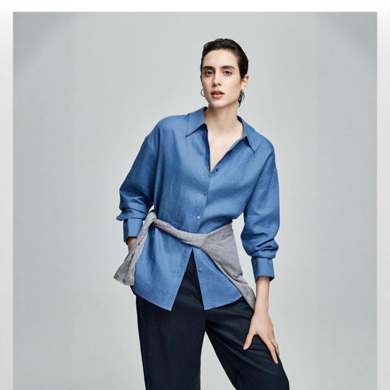 シャツ レディース 春夏 亜麻 リネン 接触冷感 薄手 冷房対策 ブラウス クラシック レイヤード ゆったり アウター カジュアル トップス