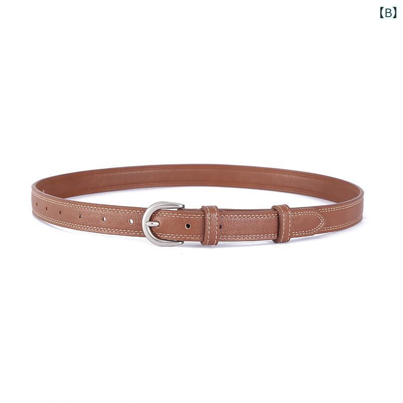 ベルト レディース 女性用 軟 кожа ウエストベルト 細ベルト デニム ジーンズ シャツ 韓国 レトロ ヴィンテージライク インスタ映え2