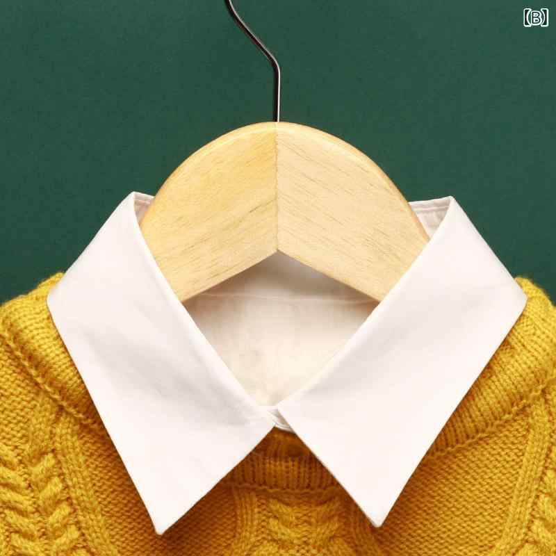 付け襟 レディース 多機能 シャツ 付け 襟 秋冬 ニット装飾 トップス ブラウス ドール襟 3