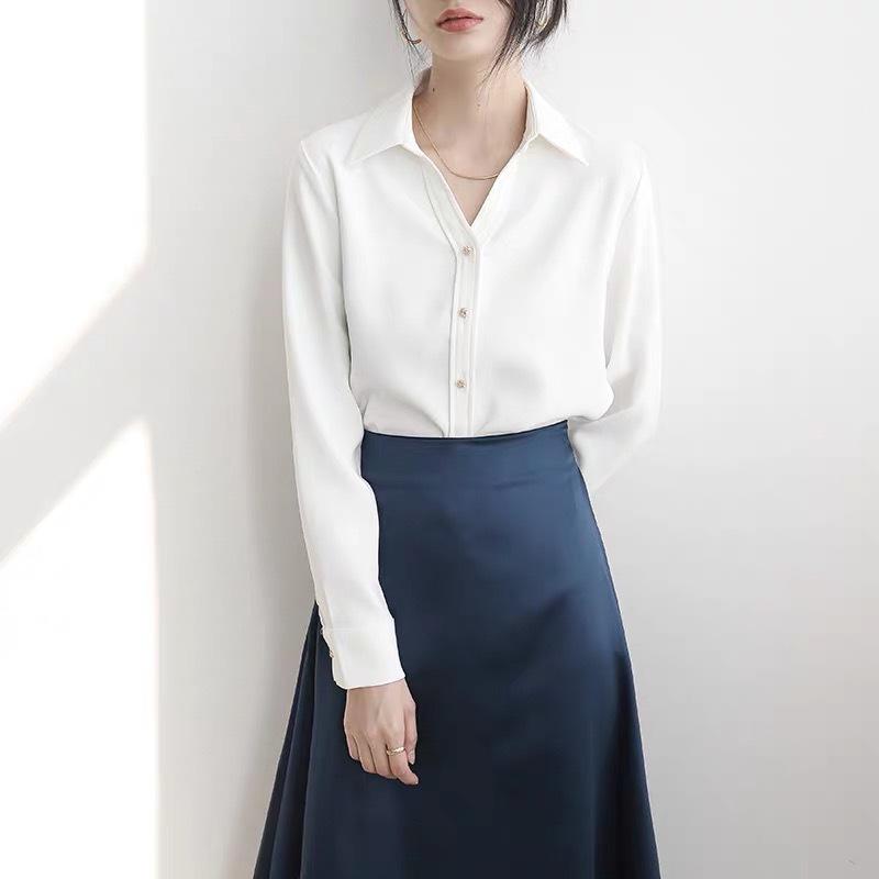 シャツ レディース 長袖 春秋 韓国 ゆったり 通勤 トップス ブラウス シフォンシャツ きれいめ おしゃれ 接触冷感 吸湿速乾