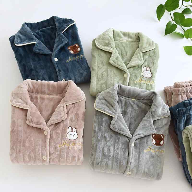 パジャマ レディース メンズ 秋冬 厚手 暖かい フランネル ルームウェア 上下セット ペア 部屋着