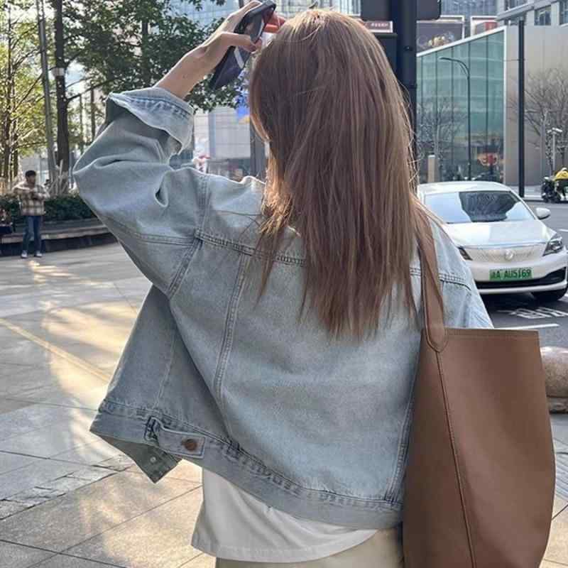 シャツ レディース デニムシャツ 薄手 韓国 レトロ 長袖 ショート丈 ウォッシュド加工 トップス ブラウス 普段使い