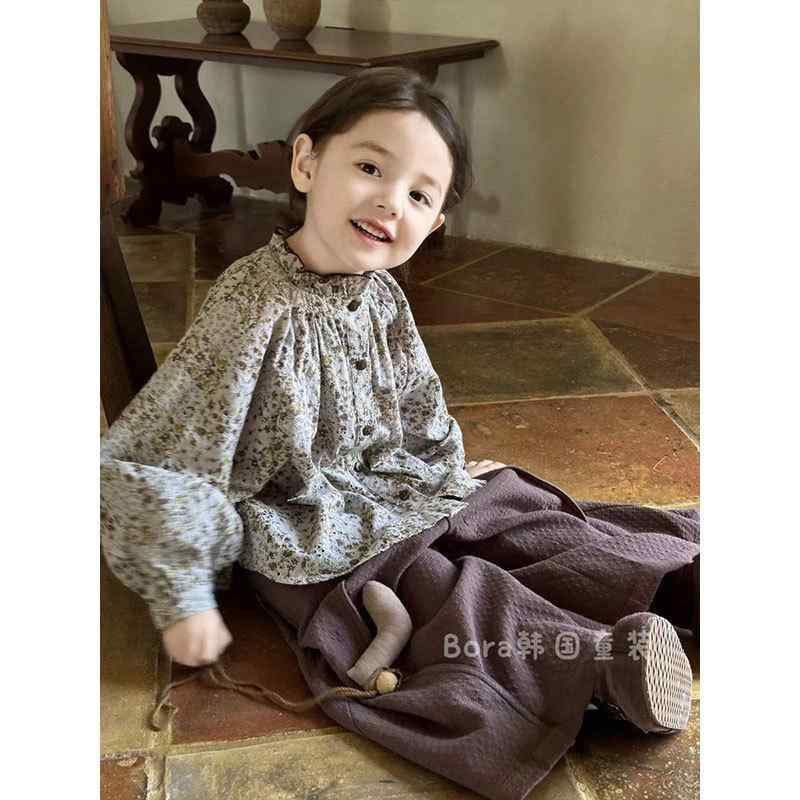 シャツ キッズ 子供 春物 アウター トップス 女の子 森ガール レトロ かわいい ガーリー 上着