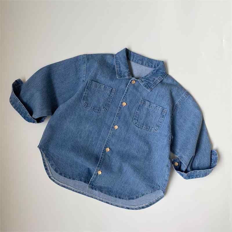 シャツ キッズ 子供 男女兼用 薄手 デニム トップス デニムシャツ ポケット付き 着やすい かわいい