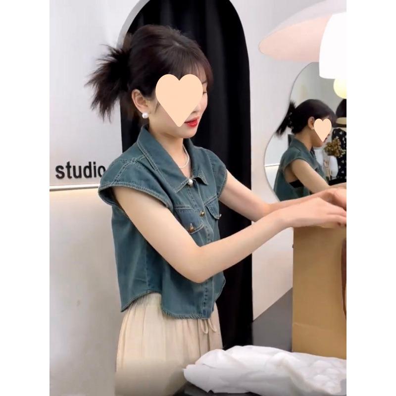 シャツ レディース デニムシャツ ブラウス 半袖 レトロ風 ゆったり 接触冷感 スリムフィット ショート丈 トップス カットソー カジュアル 韓国 おしゃれ かわいい・・対象年齢: 成人・対象性別: 女性・製品カテゴリ: 馬甲/背心・カラー: 深藍色,浅藍色・サイズ: S,M,L,XL,2XL・填充物: -