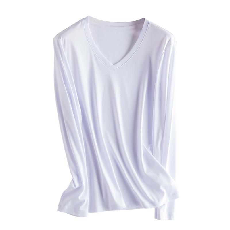 Tシャツ レディース 長袖 接触冷感 混 トップス ラウンドネック Vネック スリム 無地 インナー