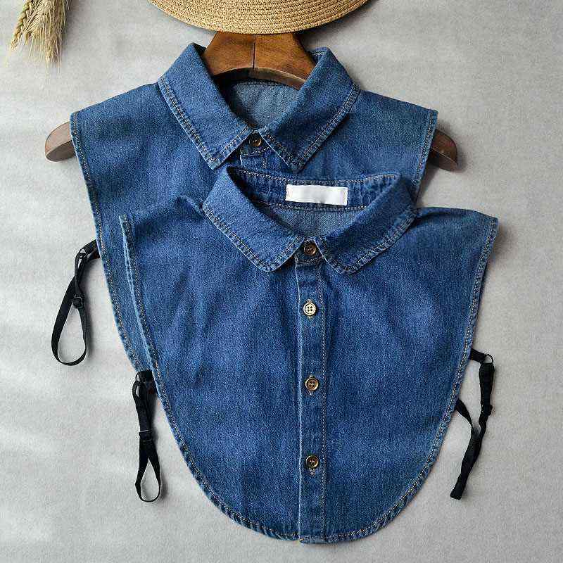 付け襟 レディース シャツ襟 フェイクカラー 秋冬 重ね着風 小物・適用年齢段: 子供・カラー: 深色デニム尖衿, 浅色デニム尖衿, 天ブルーオックスフォードコットンM, グレーオックスフォードコットンM, シオン花レース, かぎ針編みレー...