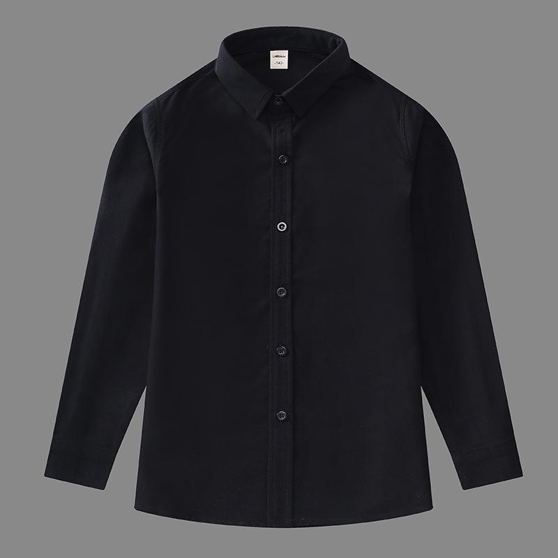 셔츠 키즈 소년 아동복 옥스포드 긴소매 코튼 4세 5세 6세 7세 8세 9세 10세 11세 12세 13세 14세 15세 학생 통학 평상시 사용 블루 블랙 화이트
