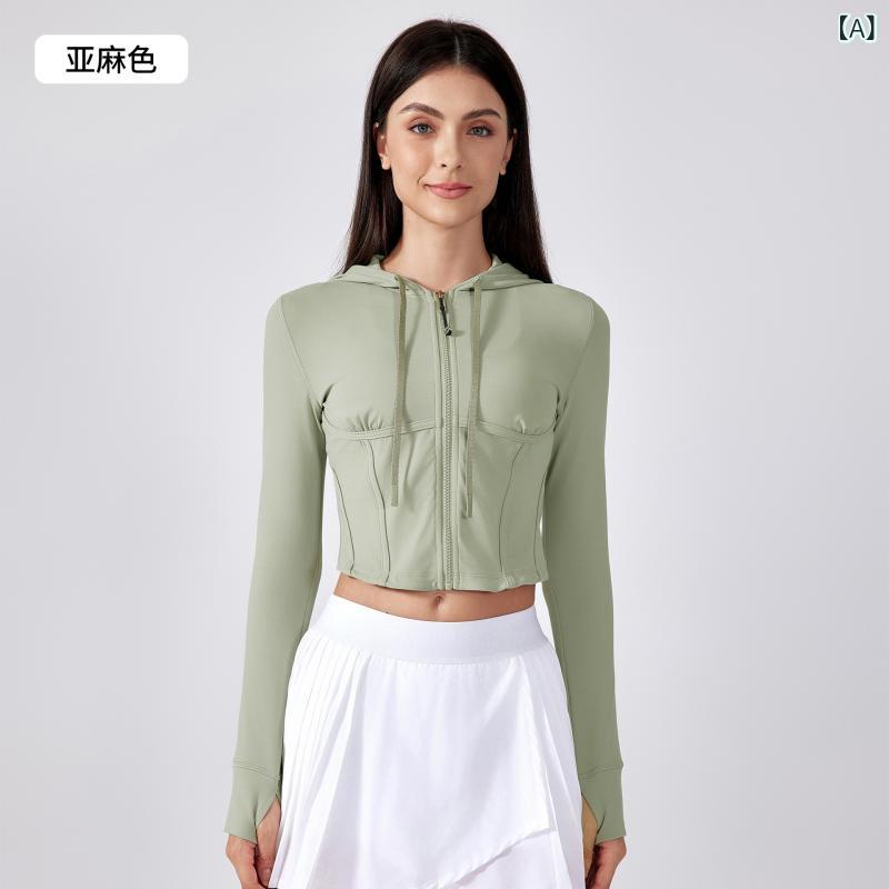スポーツウェア 女性用 春秋用 ランニング サイクリング ジム トレーニング トップス スリムフィット ショート丈 フード付き アウター・カテゴリ: アウター・スタイル: カジュアル・主な素材: 綿混紡・袖丈: 長袖・柄: 無地・カラー展開: リネンカラー, ホワイトプロテイン, グラファイトグレー, ベルギーブルー, ブラック・サイズ展開: 4, 6, 8, 10, 12・着用方法: カードigan・着丈: ウエスト丈・フィット感: フィット