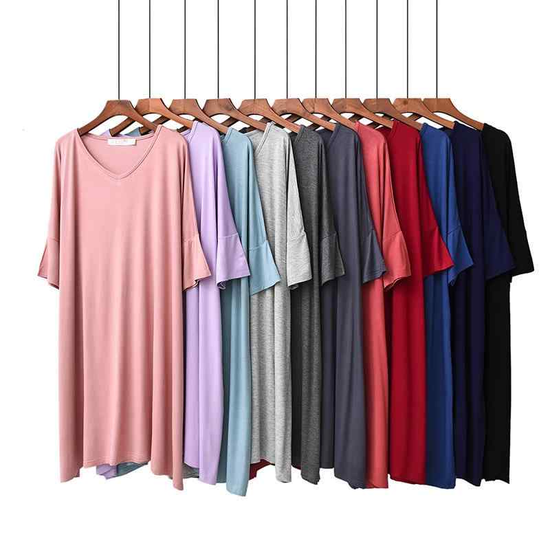 ワンピース レディース 大きいサイズ 半袖 Vネック 接触冷感 ゆったり ルームウェア 部屋着 ナイトウェア