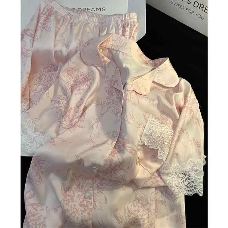 パジャマ レディース 春夏 半袖 短パン 接触冷感 レース かわいい ルームウェア 上下セット