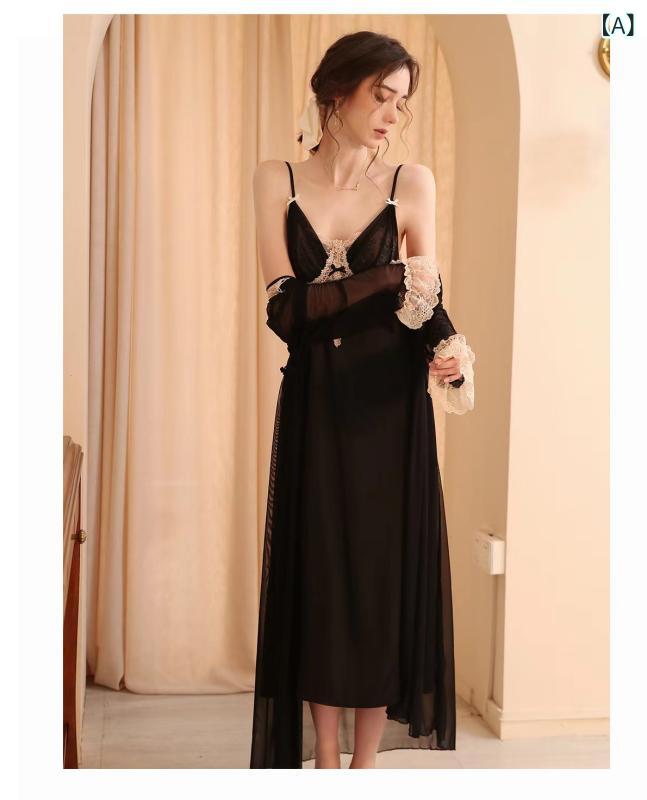 ワンピース レディース 高級感 接触冷感 キャミソール 2点セット セクシー ランジェリー ロング丈 部屋着 ルームウェア 春夏