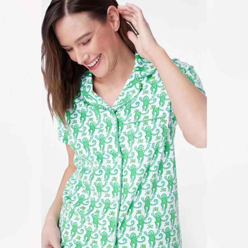 パジャマ レディース 半袖 カーディガン Tシャツ ショートパンツ 上下セット 寝間着 部屋着 かわいい プリント柄 再生繊維 接触冷感 吸湿速乾 春夏