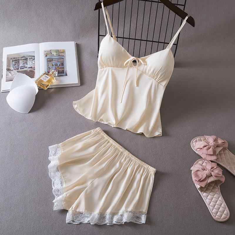 ルームウェア レディース 春夏 セットアップ 接触冷感 キャミソール ショートパンツ 2点セット セクシー 部屋着 寝巻き ゆったり