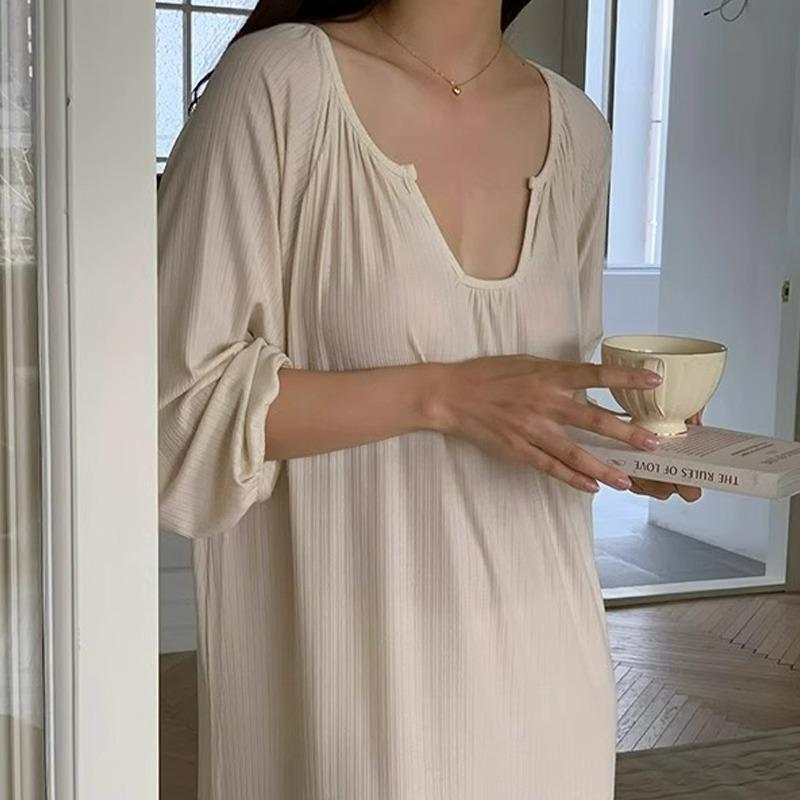 ワンピース レディース 大きいサイズ 高級感 長袖 パジャマ セクシー ルームウェア リラックス ウェア 涼感 無地 ゆったり 普段使い 部屋着