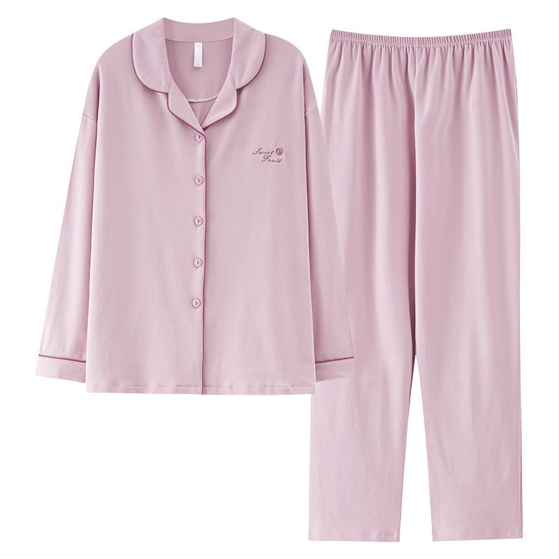 パジャマ レディース 春秋 長袖長ズボン 綿 100% 接触冷感 部屋着 ルームウェア 上下セット 前開き 襟付き かわいい ゆったり リラックス2