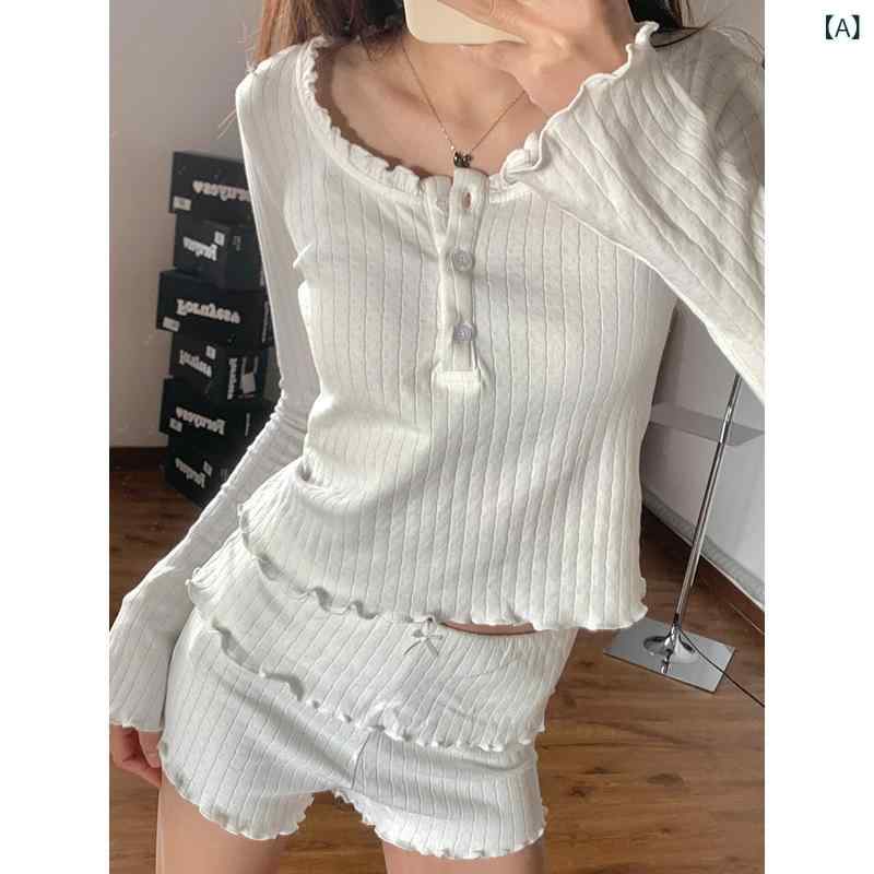 パジャマ レディース 長袖 春 セットアップ 親子ペア 部屋着 ルームウェア 寝巻き ショートパンツ 上下セット かわいい 接触冷感 薄手