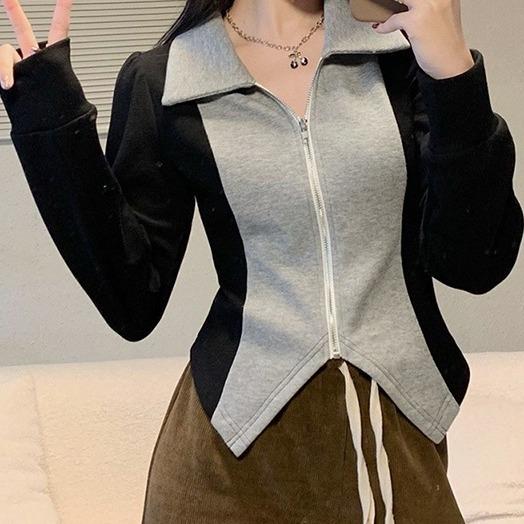 大きいサイズ レディース ポロシャツ 秋冬 カットソー 着痩せ 配色 長袖 トップス2