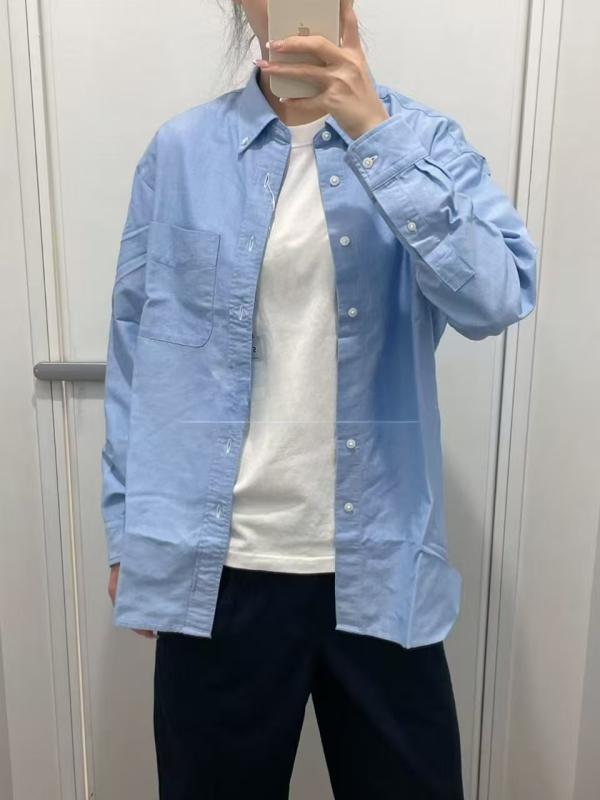 シャツ メンズ レディース 男性用 女性用 オックスフォード 長袖 ルーズ カジュアル ペア 普段使い