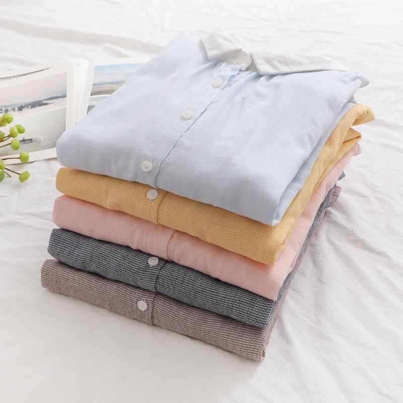 シャツ レディース ゆったり 千鳥格子 コットン 長袖 ブラウス トップス 秋冬2