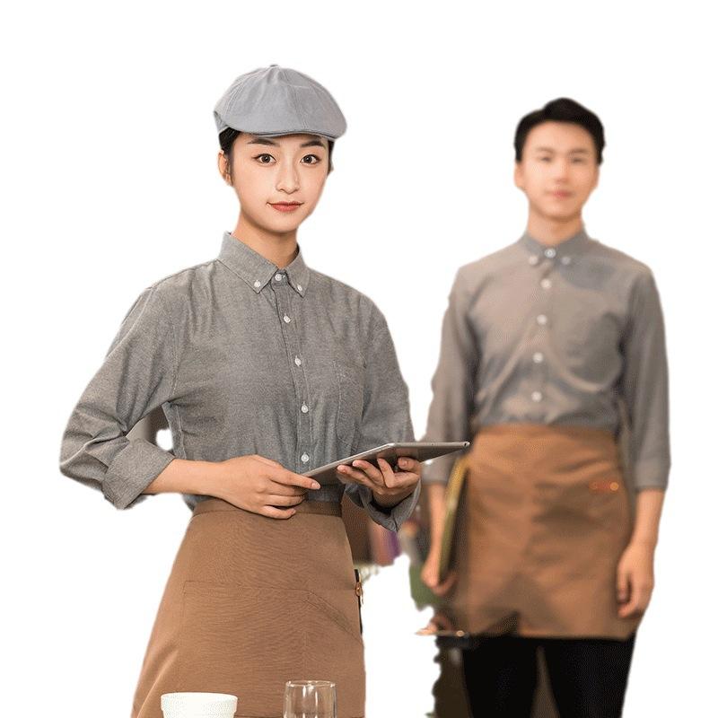 シャツ レディース 長袖 秋冬 飲食店 カフェ 制服 ユニフォーム レストラン ウェイター ウェイトレス ベーカリー ケーキ屋 サービススタッフ 女性用 業務用 作業着 トップス