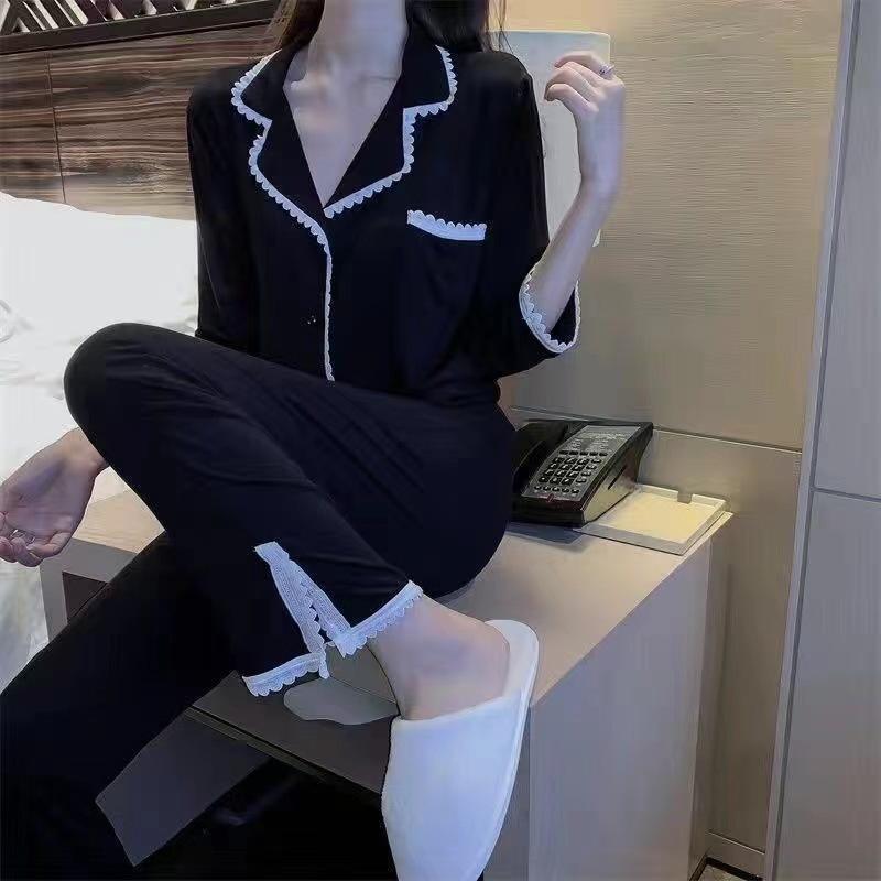 パジャマ レディース 春秋 長袖 薄手 ルームウェア 部屋着 上下セット レース 花柄 かわいい 接触冷感 伸縮性 リラックス ゆったり