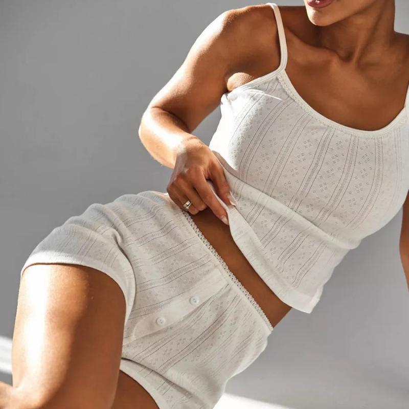 パジャマ レディース 春夏 キャミソール ショートパンツ 2点セット 部屋着 ルームウェア 女性用 婦人 上下セット かわいい 接触冷感 吸湿速乾 軽量 ゆったり