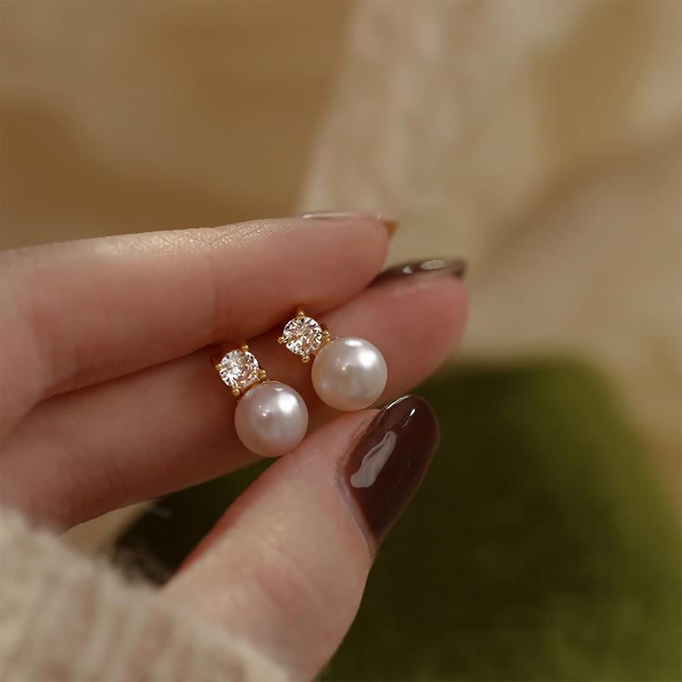 ピアス レディース シルバー925 ジルコニア パール 通勤 アクセサリー 上品 豪華感 イヤリング 小さめ シンプル
