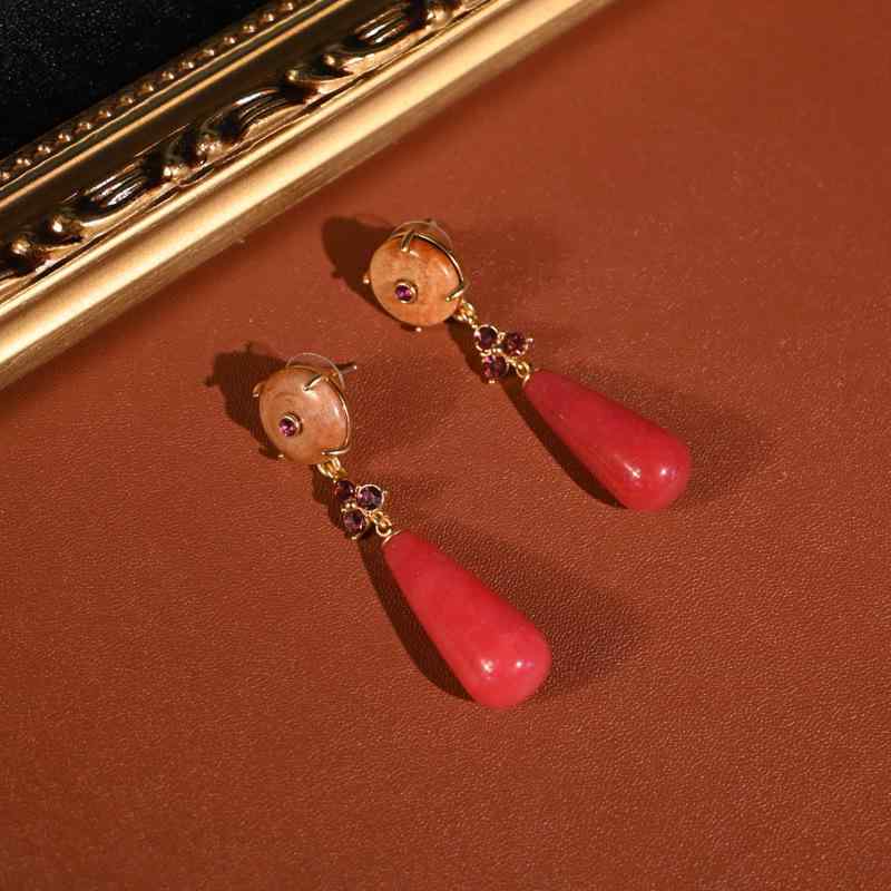 ピアス レディース 女性用 アクセサリー 石 ピンク系 ラウンド ディスク ロング 電気メッキ加工 豪華感 上品 エレガント