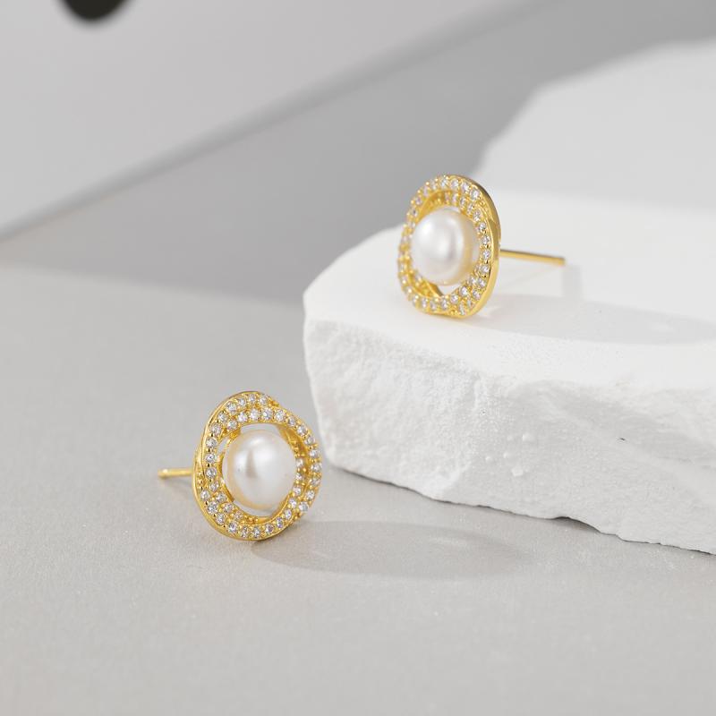 ピアス レディース シルバー925 パール モビウス サークル リング ジュエリー 豪華感 アクセサリー