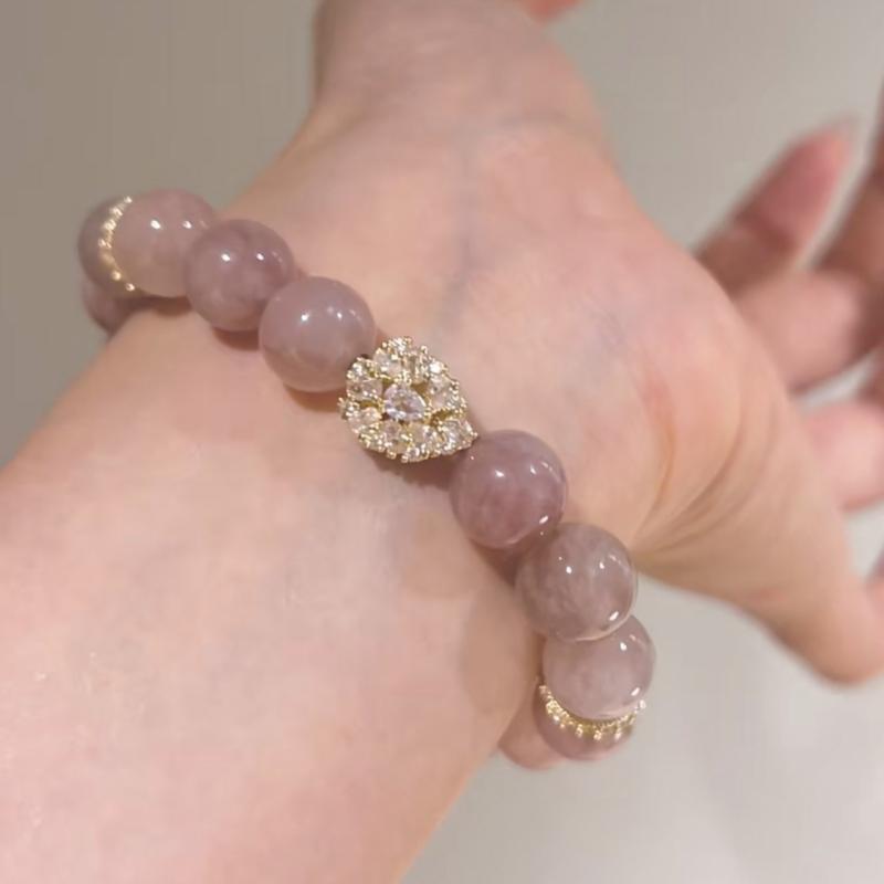 Pearl White - ブレスレット レディース 石 パワーストーン 水晶 インスタ シンプル かわいい 桃花 ビーズ アクセサリー 女性 清新 上品 エレガント