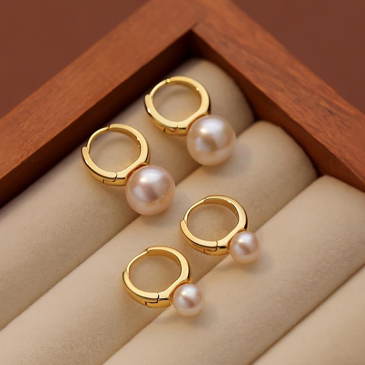 Freshwater Pearl - ピアス レディース シルバー999 パール 豪華感 イヤリング 百搭 小ぶり おしゃれ かわいい 上品 女性らしい