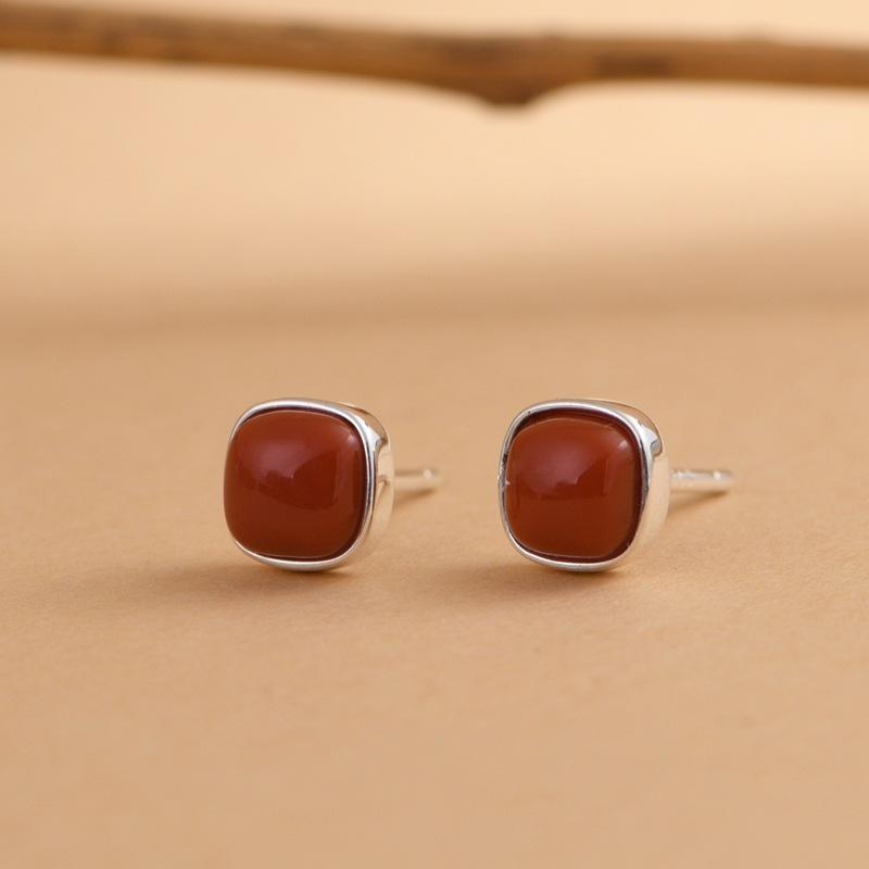 ピアス レディース シルバー925 瑪瑙 マノア ジルコニア レトロ スタッドピアス 小さめ アクセサリー